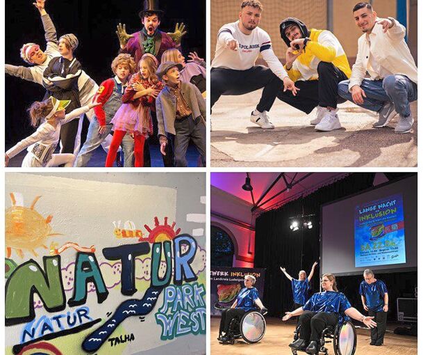 Zu den geförderten Projekten gehören auch (von links oben im Uhrzeigersinn): der Circus Karlovsky vom Verein Kulturwelt, das Rap Zu den geförderten Projekten gehören auch (von links oben im Uhrzeigersinn): der Circus Karlovsky vom Verein Kulturwelt, das Rap-Musikprojekt von Lubu beatz, das Graffiti-Projekt im Naturpark West und die Lange Nacht der Inklusion.