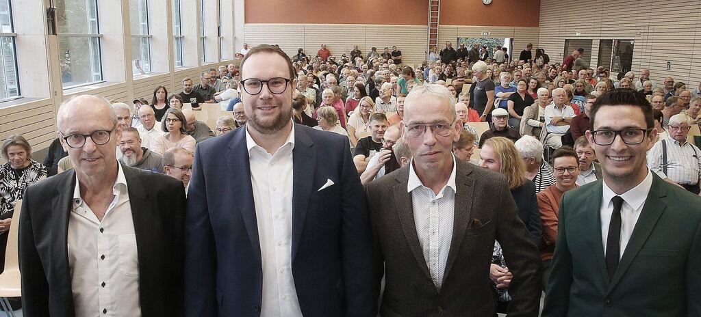 Die Bürgermeisterkandidaten (von links): Jürgen Böhm, Manuel Hermann, Christian Haberland und Christoph Herre.