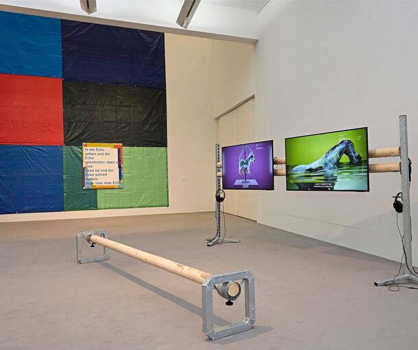 Elisa Jule Braun zeigt mit ihrer Videoinstallation mögliche Pferde der fernen Zukunft.