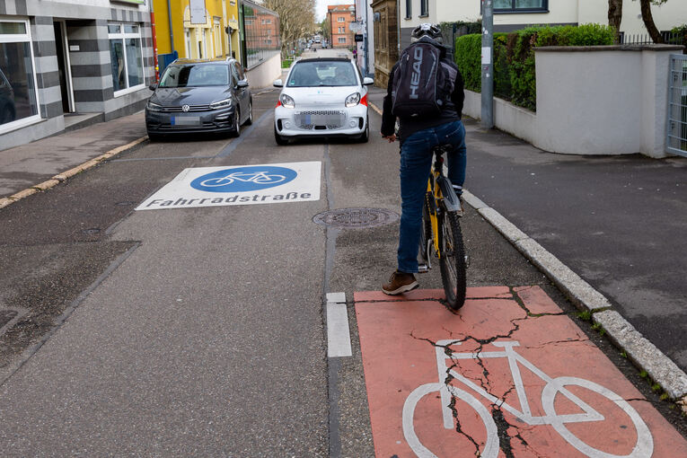 Fahrradstraße Seestraße: Hier zumindest ist es nichts mit Vorfahrt.