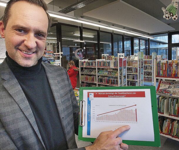 Büchereileiter Lutz Schützler entwickelt derzeit ein Zukunftskonzept.
