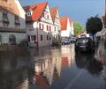 Die überflutete Marktstraße bei einem Starkregen im August 2020.