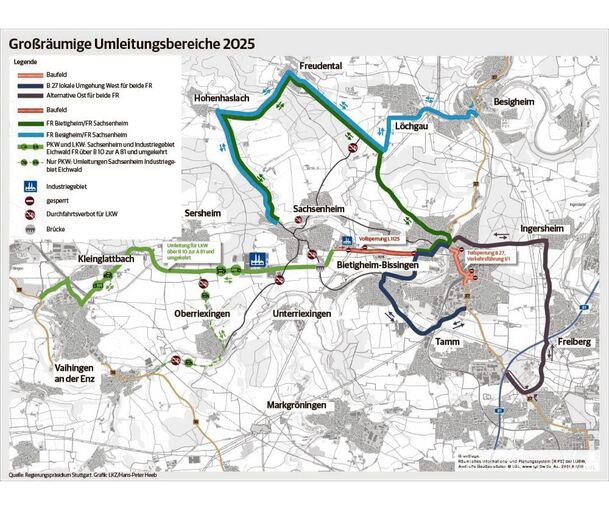 Bauarbeiten an der B27 und eine gesperrte Landesstraße: Bietigheim ...