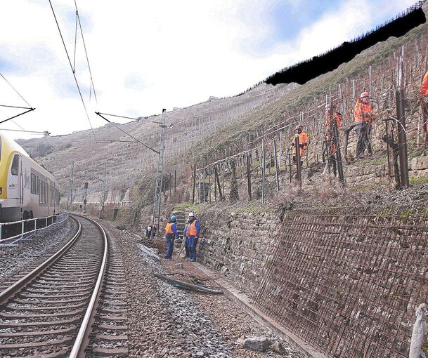 Entlang der Schienen wird jetzt gearbeitet.