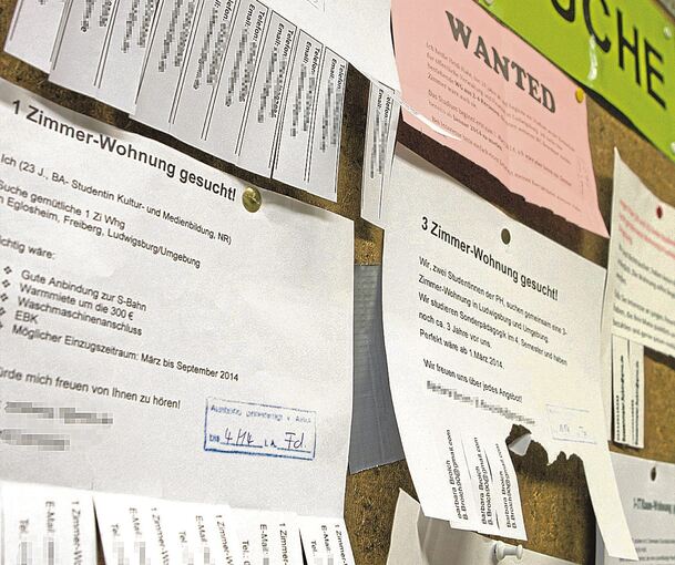 Studentenzimmer dringend gesucht – natürlich übers Internet, aber auch noch mit Abreißzetteln am Schwarzen Brett (hier in der PH Ludwigsburg).
