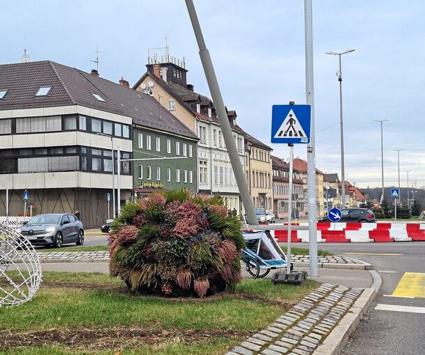 Wie Sie sehen können, sehen Sie nichts: Die Frau mit Kinderwagen hinter dem Busch tritt aus Autofahrersicht mehr oder weniger unvermittelt auf den Zebrastreifen.