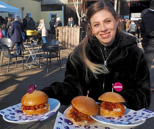 Auch Burger gab es – natürlich ohne Fleisch.