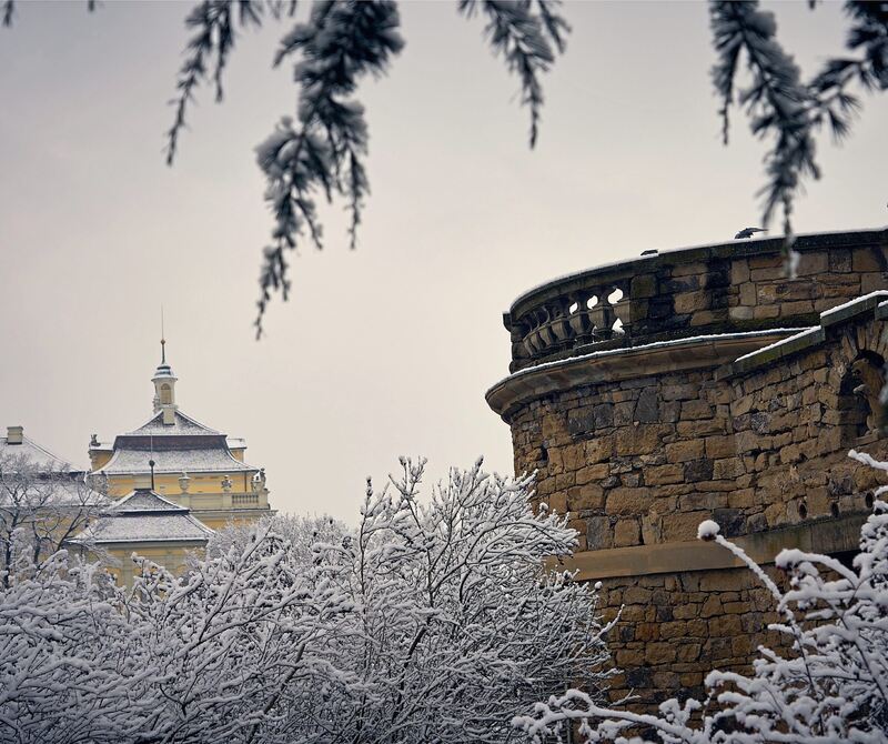 Blick oberhalb der Emichsburg in Richtung Schloss.
