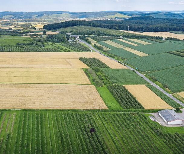 Das Areal des zukünftigen Gewerbegebietes Benzäcker, hier auf einem Luftbild von 2021.