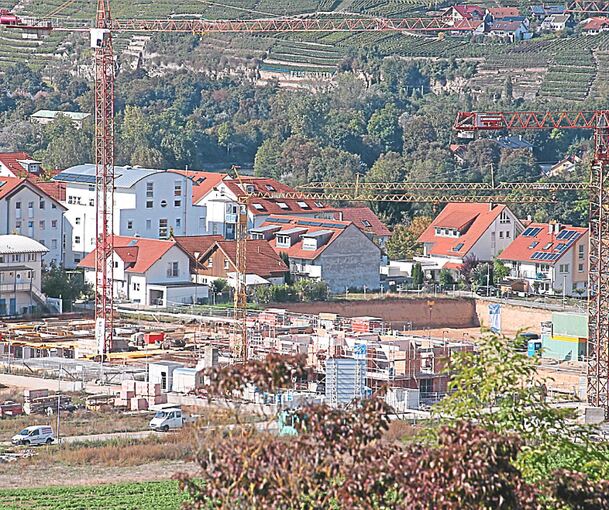 Der Anblick von Baukränen, wie hier bei der Errichtung des Wohngebiets Bülzen-Ost in Besigheim im Jahr 2016, dürfte auch die meisten Kämmerer erfreuen.
