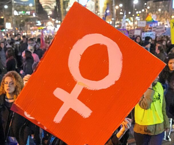 Demonstration für Frauenrechte.