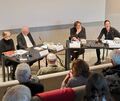 Nancy Hünger (links), Gregor Dotzauer, (Mitte link), Jan von Ammon (Mitte rechts) und Maren Jäger im lyrischen Gespräch.