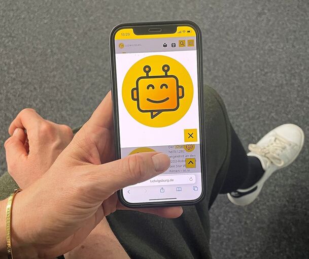 So sieht der Chatbot aus, der einen Teil der Bürgerfragen im Ludwigsburger Rathaus beantworten soll.