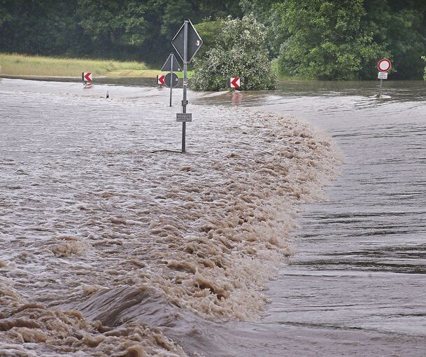 Die Straße zwischen Freiberg und Pleidelsheim war überflutet.