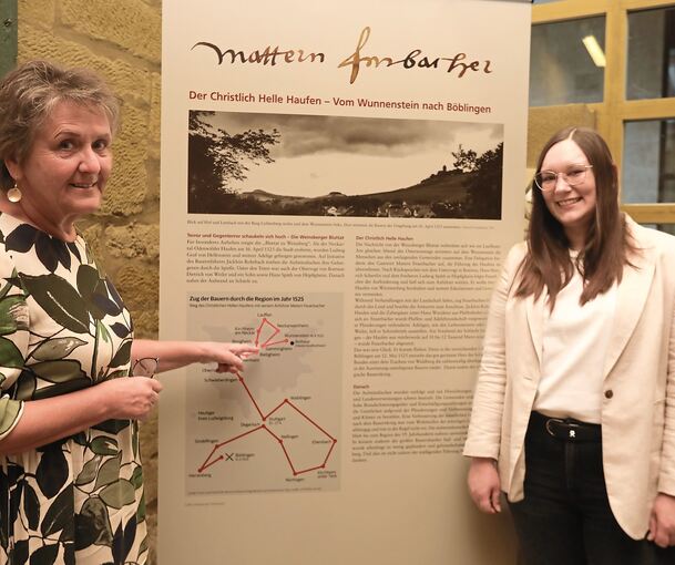 Die Ausstellung, die Brigitte Popper (links) konzipiert hat, beleuchte den Bauernkrieg. Sophie Fröhlich hielt einen Vortrag.