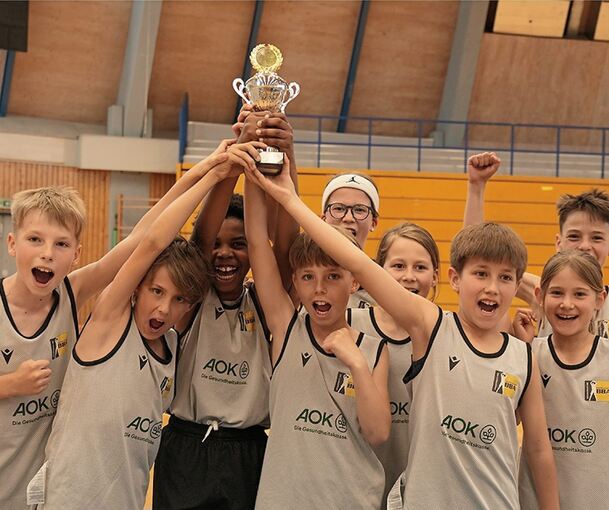 Das Team der Schlößlesfeldschule holte sich den Titel beim Grundschulcup.