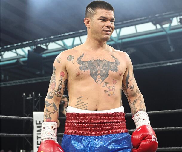 Der Bietigheimer Boxer Leonardo Di Stefano Ruiz, hier bei seinem Kampf Ende April in Sindelfingen.