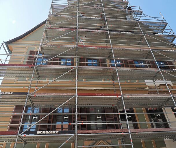 Aktuell ist das Bietigheimer Rathaus eingerüstet. Tatsächliche und sprichwörtliche Baustellen gibt es in der Stadt einige.