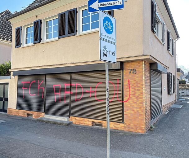 Politisch motivierte Sachbeschädigungen aus dem Kreis: Eine Parole gegen AfD und CDU an der Ludwigsburger Zentrale der Christdemokraten.