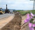 Die Baustelle der Landesstraße bei Sachsenheim. Vom 1. August an wird die laufende Vollsperrung erweitert.