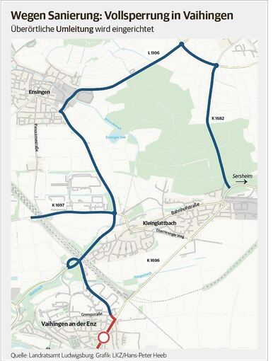 Der gesperrte Bereich und die Umleitungsstrecke.