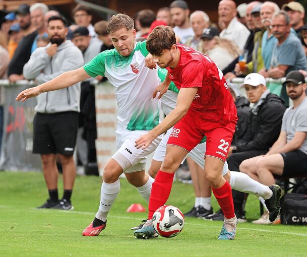Christian Stagel Alberto (vorne), hier im Zweikampf mit dem Hessigheimer Tim Müller.