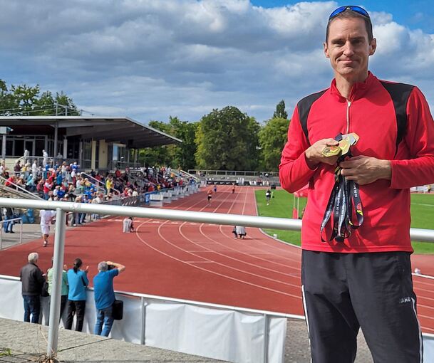 Reiche Ausbeute: Bei den deutschen Seniorenmeisterschaften der Leichtathletik gewinnt Tobias Rose vier Medaillen.