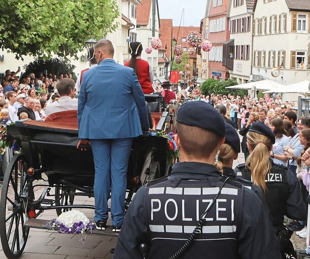 Gefragt war die Polizei unter anderem beim Umzug, um für die Sicherheit des Innenministers Thomas Strobl zu sorgen.