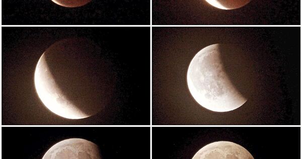 Die verschiedenen Phasen der Mondfinsternis von Pflugfelden aus fotografiert. Die verschiedenen Phasen der Mondfinsternis von Pflugfelden aus fotografiert.