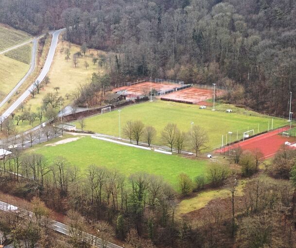 Der Ort des Angriffs: das Sportgelände des SV Sternenfels, hier Anfang Januar mit Hilfe einer Drohne aufgenommen.