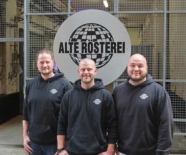 Drei Freunde, eine Mission: Florian Lutz, Marcello Stahl und Nils Vrabak (von links) freuen sich auf die Eröffnung des Clubs „Alte Rösterei“ auf dem Franck-Areal.