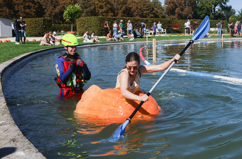 Bei der Kürbisregatta im Blühenden Barock steht der Spaß im Vordergrund.