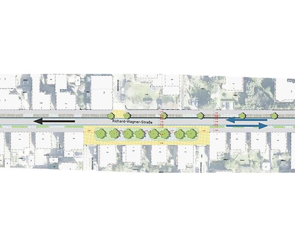 Die Planung steht: Beidseitige Radführung, für Autos von Ost nach West.