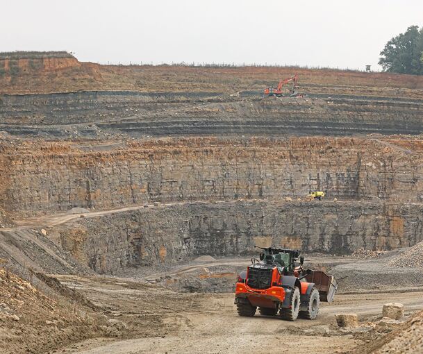 Die aktuelle Abbaufläche im Steinbruch in Rielingshausen.