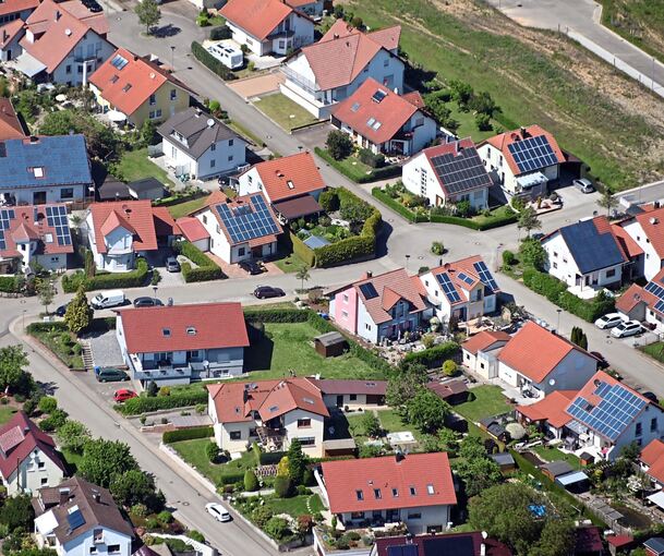 Siedlung mit Einfamilienhäusern in Heilbronn.