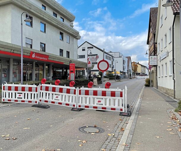 Eine Sperrung, aber noch keine Baustelle: Dieses Bild bot sich am Donnerstagmittag in der Hemminger Hauptstraße.