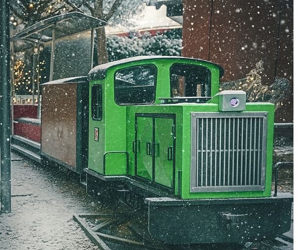 Blühbähnle trifft Weihnachtsmarkt: Diese grüne Lok wird auf dem Ludwigsburger Barock-Weihnachtsmarkt ihre Runden drehen.