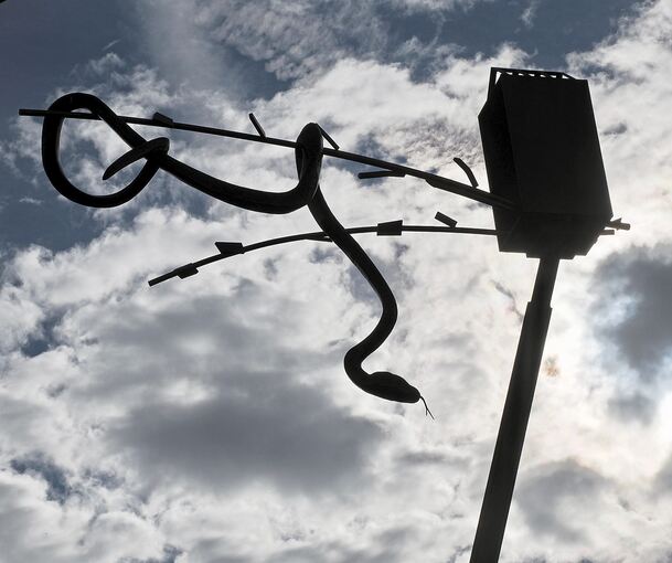 Die Schlangenskulptur polarisiert die Bevölkerung: Die einen lieben sie, die anderen wünschen sich, dass sie nicht wieder aufgestellt wird.