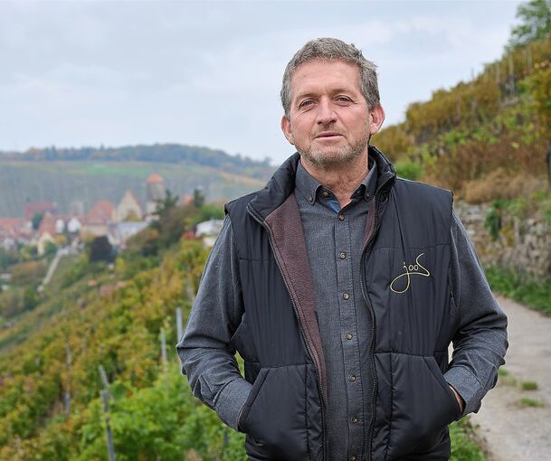 Albert Joos in den Steillagen an der Enz: Der Wengerter ärgert sich über fehlende Unterstützung seitens der Stadt.