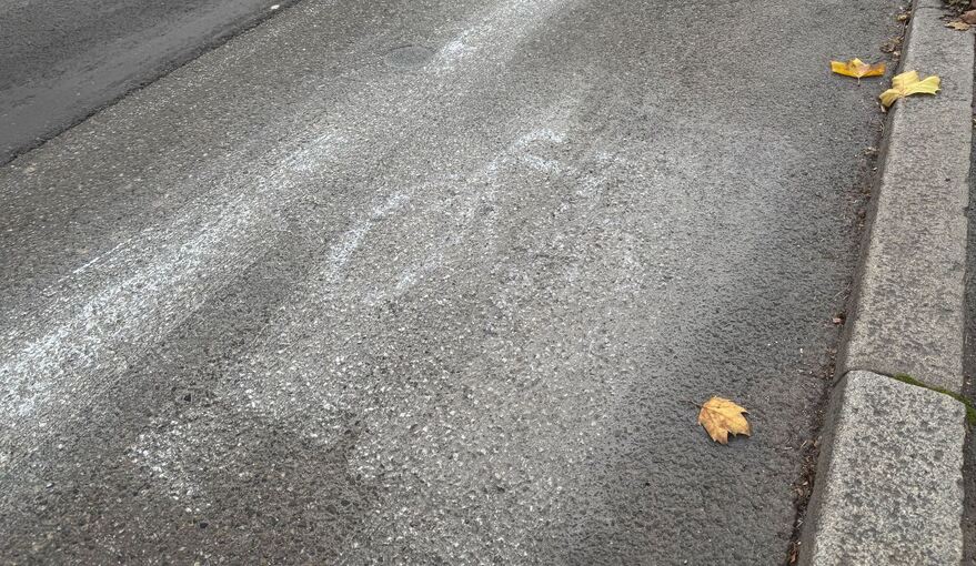 Aktivisten malen Fahrradweg auf Straße Aktivisten malen Fahrradweg auf Straße