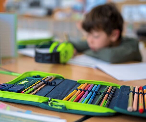 Ein Schulkind beschäftigt sich mit einem Arbeitsblatt (Symbolbild): Für den Ganztagsbetrieb wünschen sich viele Bönnigheimer Eltern lieber mehr Sport und Bewegung.