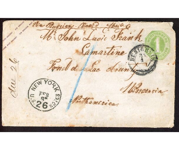 Adressiert war der Brief an John David Frank in Lamartine, Wisconsin. Der Absender ist nicht bekannt.