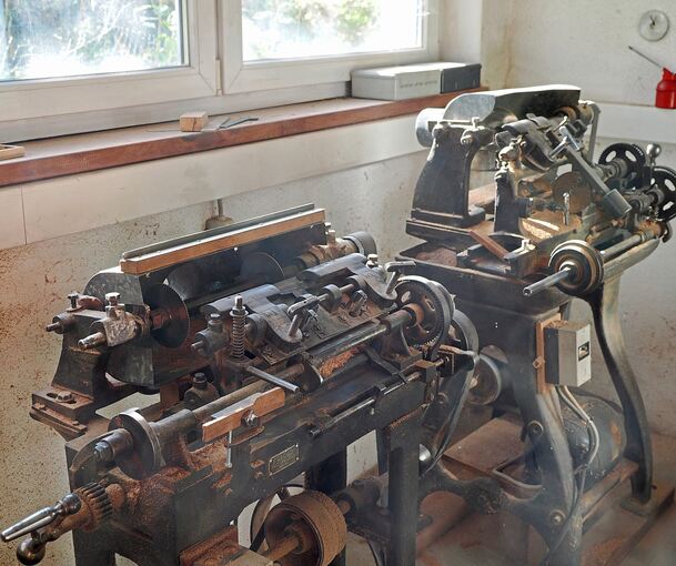 Alt und leistungsstark: Eine der Maschinen in der Werkstatt von Manfred Rebholz.