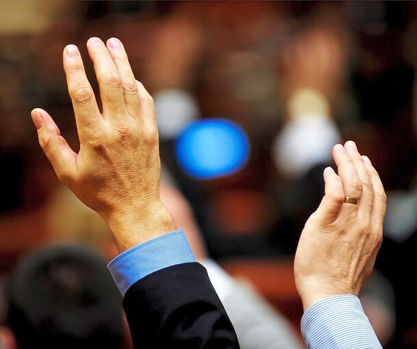 Die Abstimmung im Gemeinderat erfolgt mit Handzeichen.