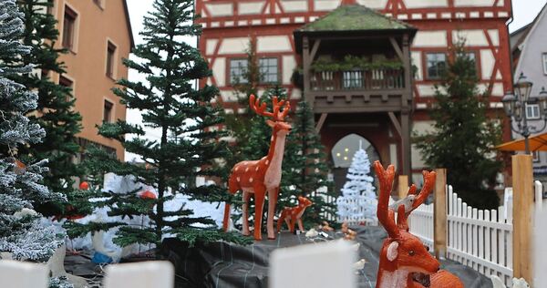 Der Aufbau des Weihnachtswunderlands auf dem Marktplatz läuft.