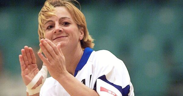 Nationalspielerin Kathrin Blacha bei der WM 1999.