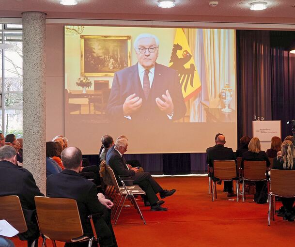 Grußwort aus der Ferne: Bundespräsident Frank-Walter Steinmeier war per Video zugeschaltet.