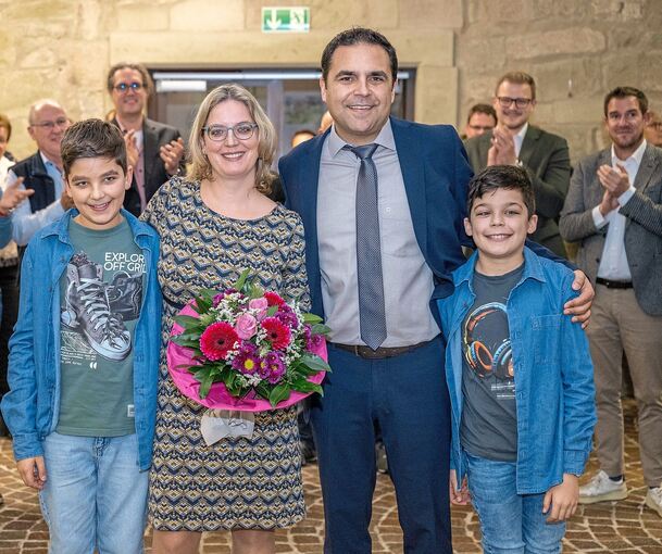 Familie Zimmermann freut sich: Ralf Zimmermann bleibt Bürgermeister.