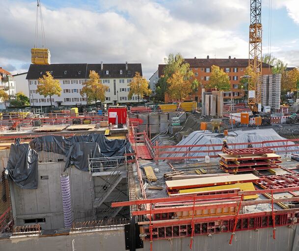 Blick auf die Baustelle des Bildungszentrums West in Ludwigsburg, ein Großprojekt mit einem Kostenrahmen von 200 Millionen Euro. Blick auf die Baustelle des Bildungszentrums West in Ludwigsburg, ein Großprojekt mit einem Kostenrahmen von 200 Millionen Euro.
