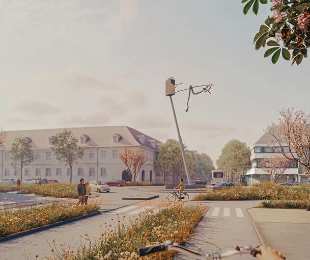 So soll es künftig auf der Sternkreuzung mit dem neuen Kreisverkehr aussehen.